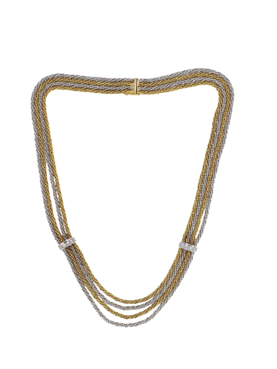 Collier Draperie quatre rangs en or jaune, or blanc et diamants - Castafiore
