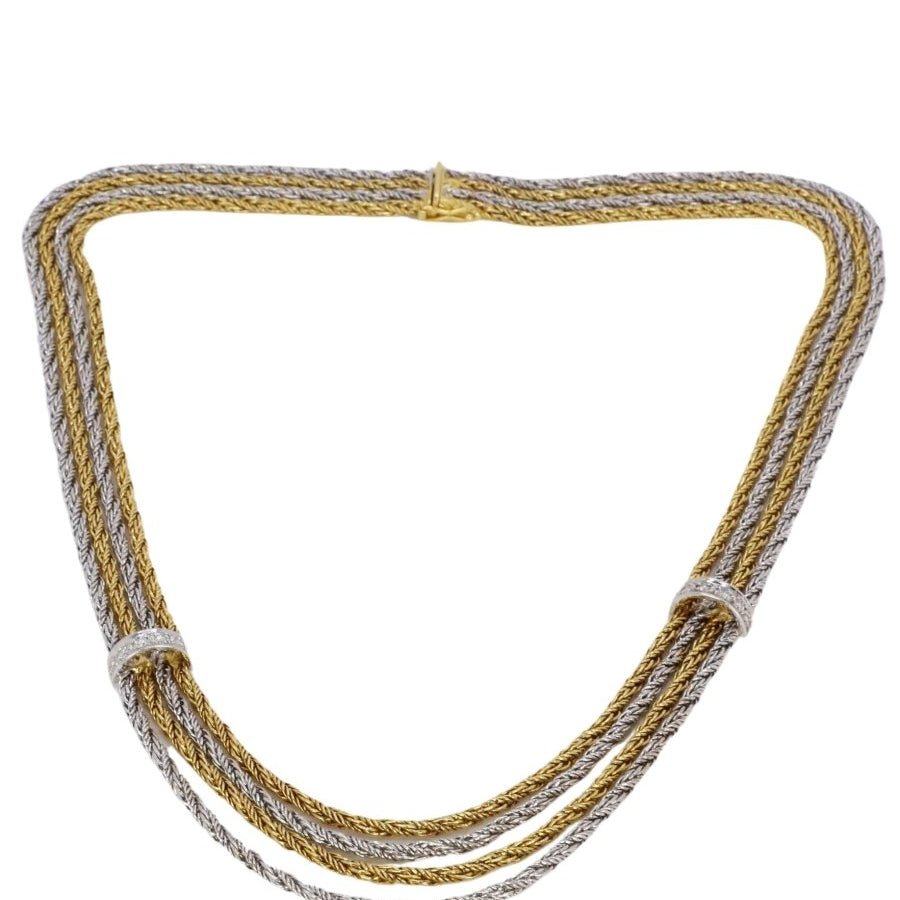 Collier Draperie quatre rangs en or jaune, or blanc et diamants - Castafiore