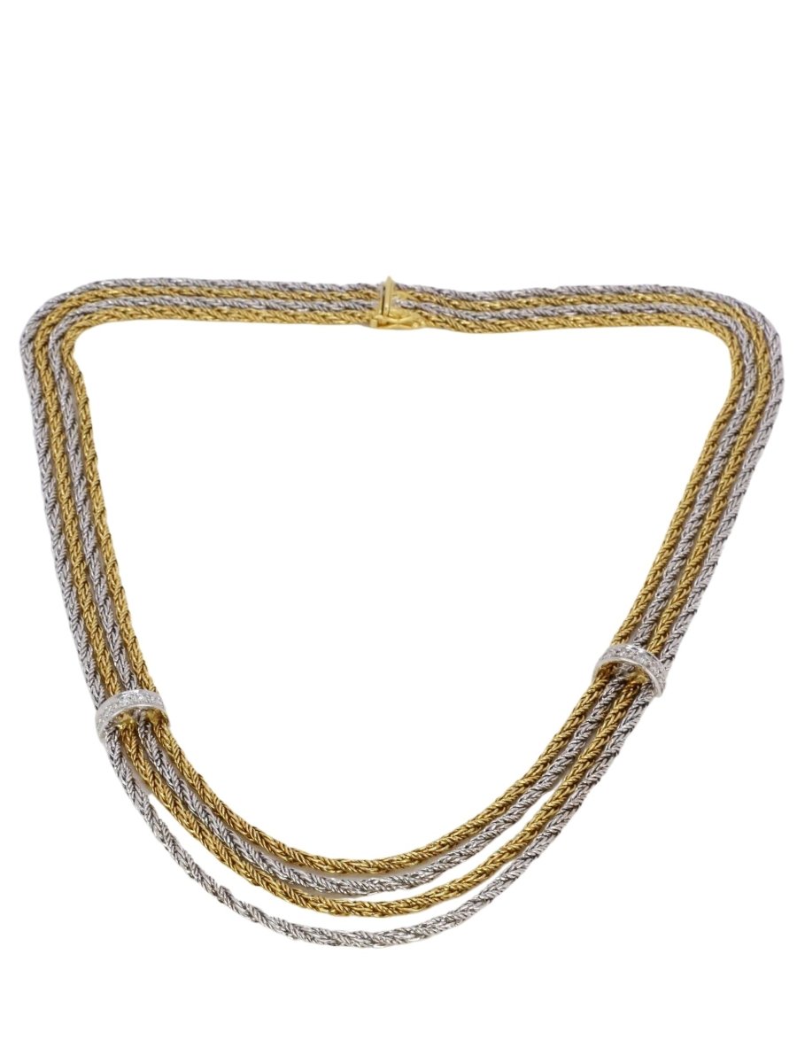 Collier Draperie quatre rangs en or jaune, or blanc et diamants - Castafiore