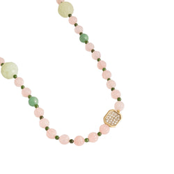 Collier en aventurine, quartz rose et jade - Castafiore