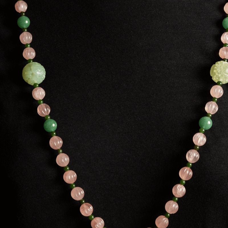 Collier en aventurine, quartz rose et jade - Castafiore