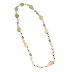 Collier en aventurine, quartz rose et jade - Castafiore