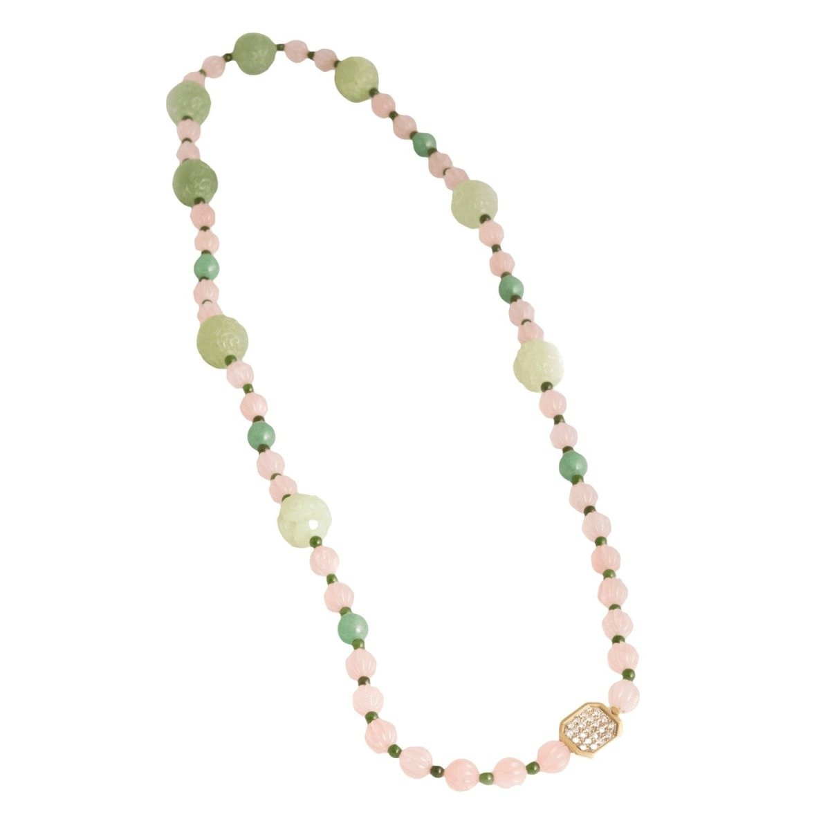 Collier en aventurine, quartz rose et jade - Castafiore