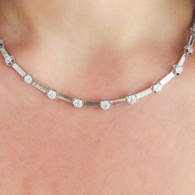 collier en diamant et or gris des 1960 - Castafiore