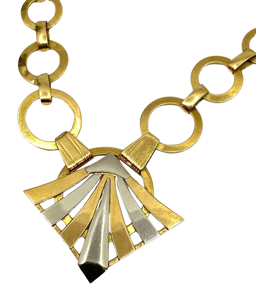 Collier en or 18 carats à décor géométrique, époque Art Deco - Castafiore