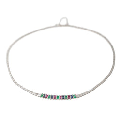 Collier en or blanc émeraude rubis et diamants - Castafiore