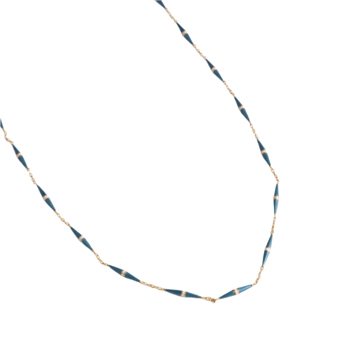 Collier en or jaune 18 carats et en émail bleu, circa 1900 - Castafiore