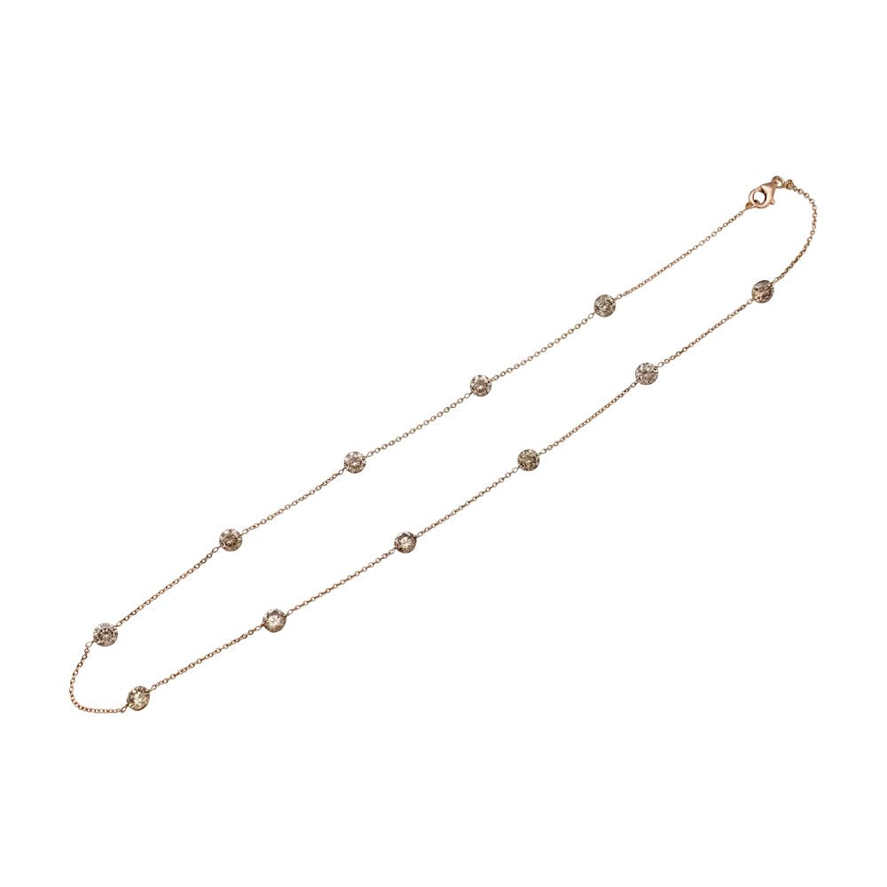 Collier en or rose, 11 diamants de couleur cognac - Castafiore