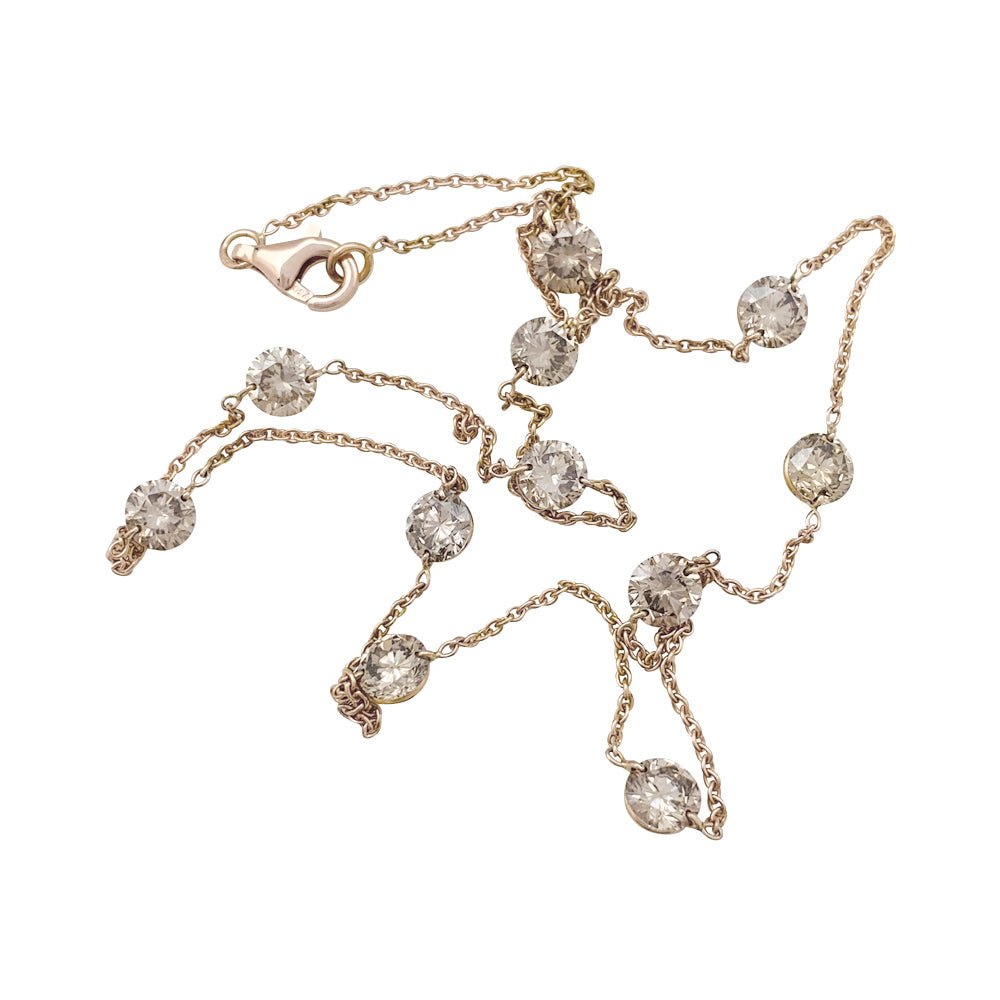 Collier en or rose, 11 diamants de couleur cognac - Castafiore