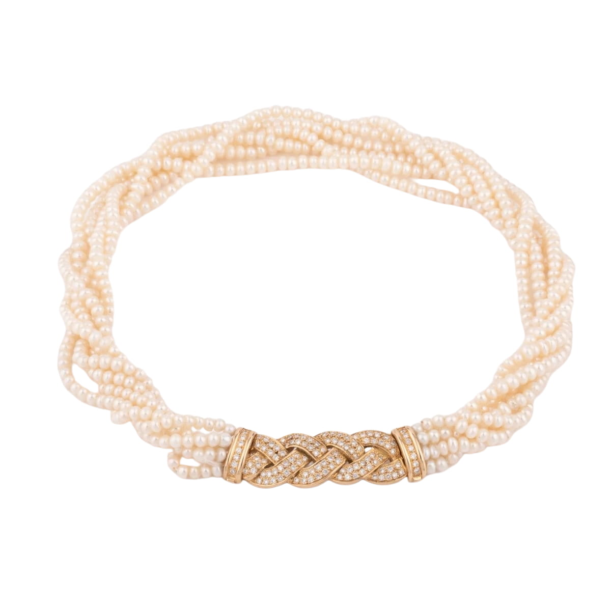 Collier en perles multirangs et fermoir en diamants - Castafiore