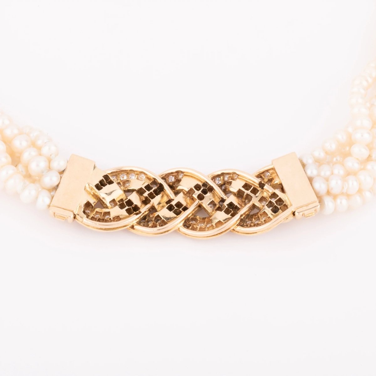 Collier en perles multirangs et fermoir en diamants - Castafiore