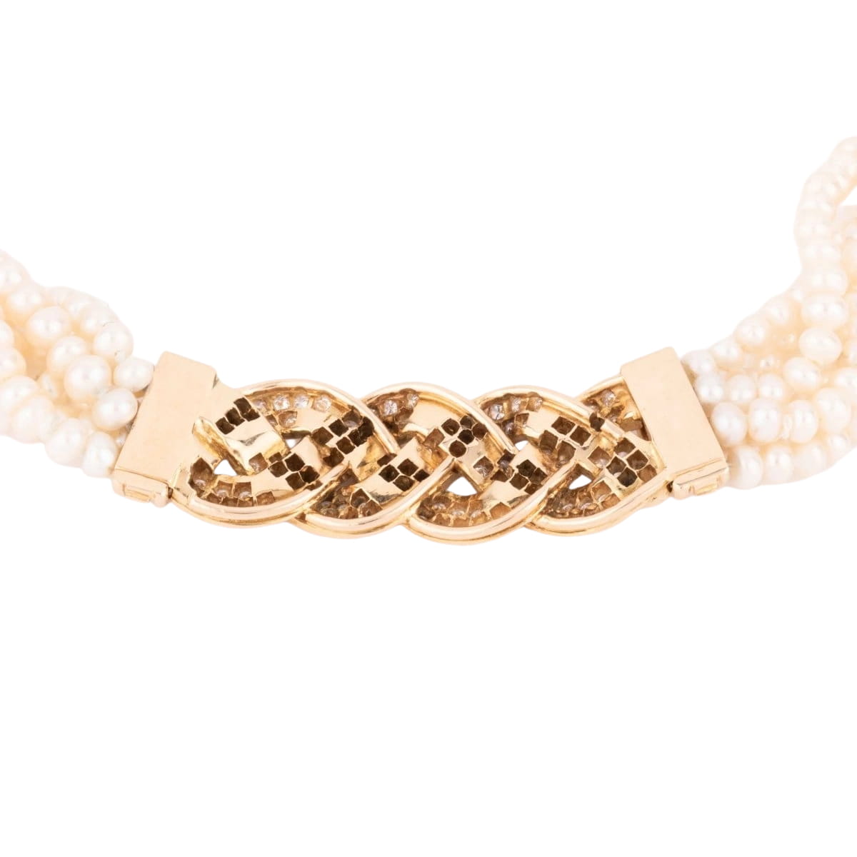 Collier en perles multirangs et fermoir en diamants - Castafiore