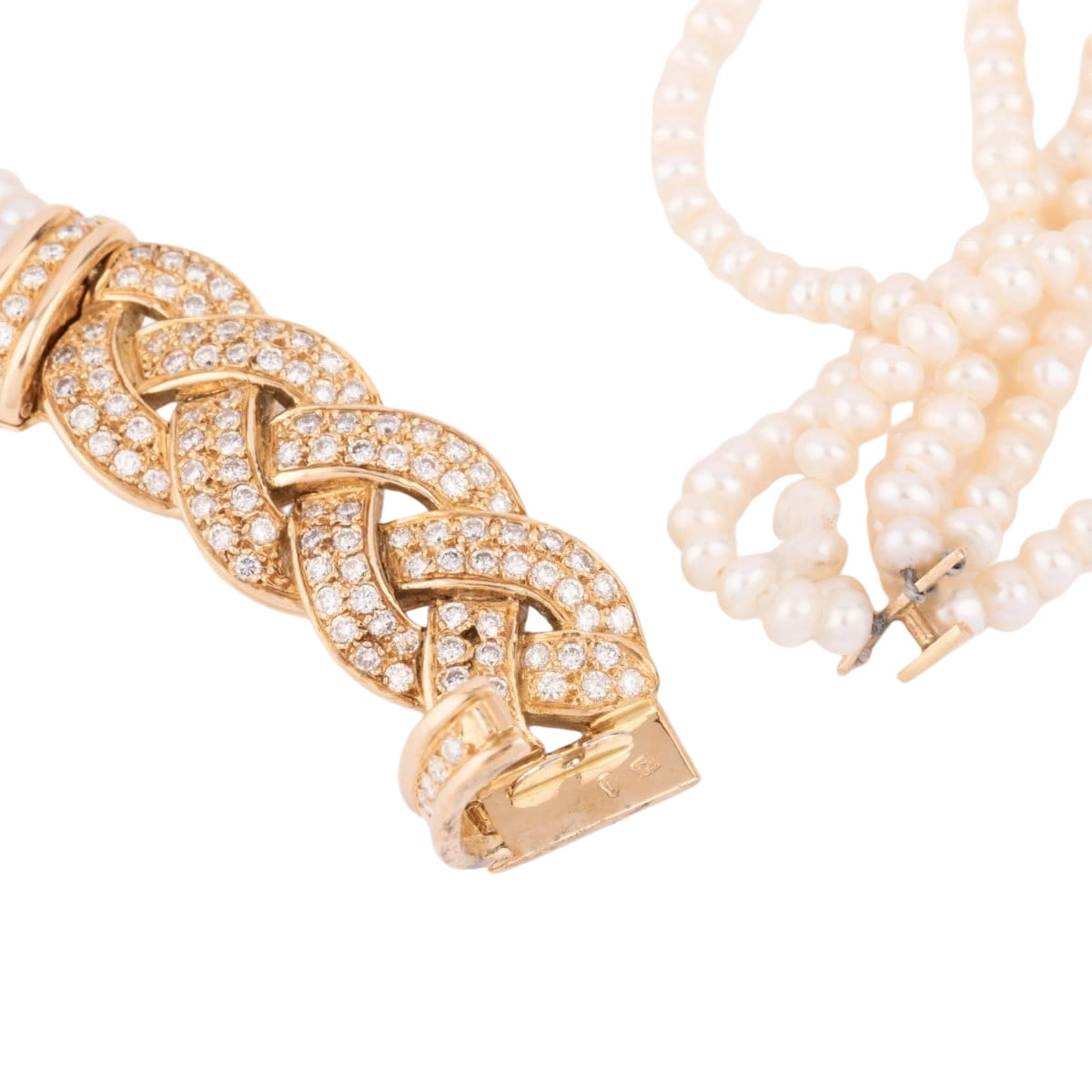 Collier en perles multirangs et fermoir en diamants - Castafiore