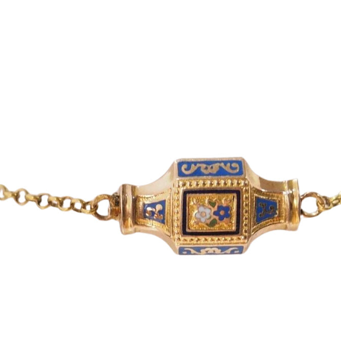 Collier esclave du XIXème siècle en or émaillé et perles fines - Castafiore