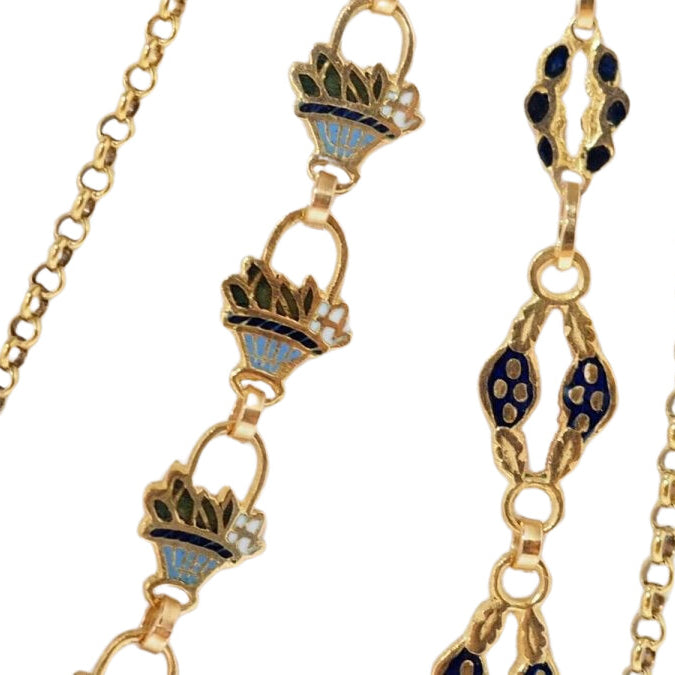 Collier esclave du XIXème siècle en or émaillé et perles fines - Castafiore