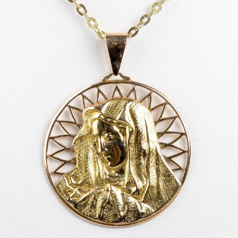 Collier et pendentif Vierge Marie en or jaune 18 carats - Castafiore