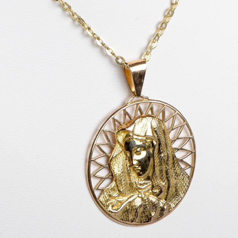 Collier et pendentif Vierge Marie en or jaune 18 carats - Castafiore