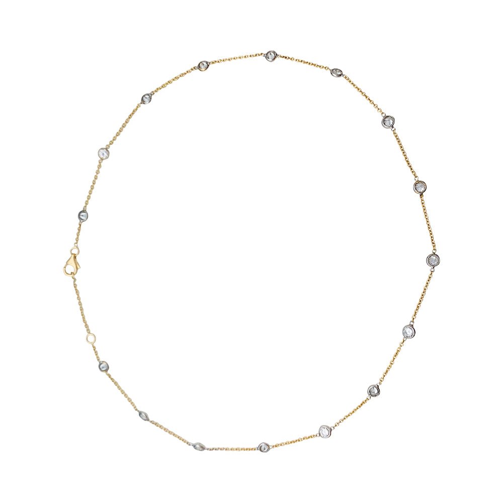Collier gouttière en deux tons d'or serti de diamants - Castafiore