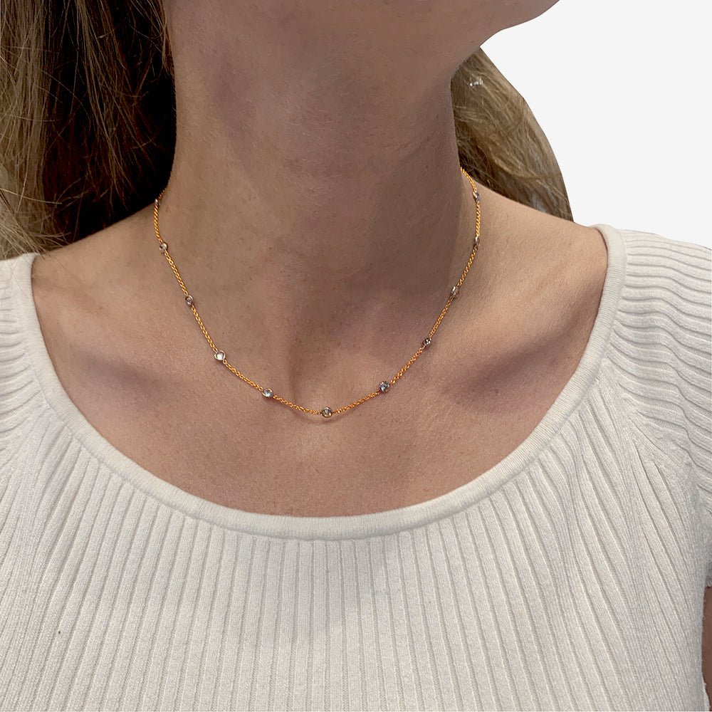 Collier gouttière en deux tons d'or serti de diamants - Castafiore