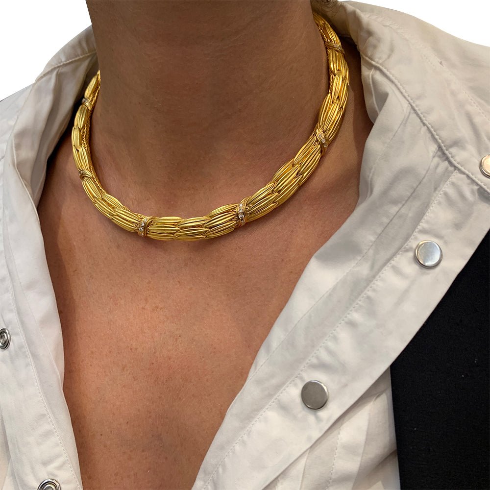 Collier Lalaounis "Epis" en or jaune et diamants - Castafiore