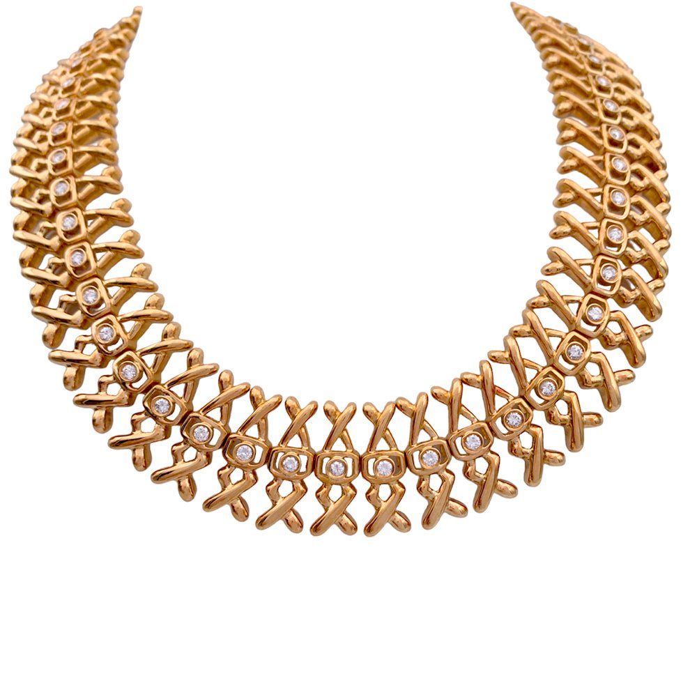Collier Lalaounis, or jaune, diamants - Castafiore