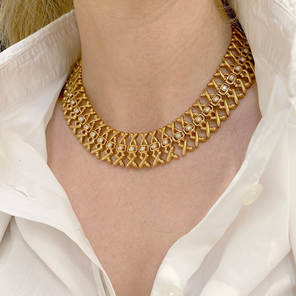 Collier Lalaounis, or jaune, diamants - Castafiore