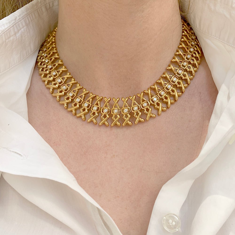 Collier Lalaounis, or jaune, diamants - Castafiore