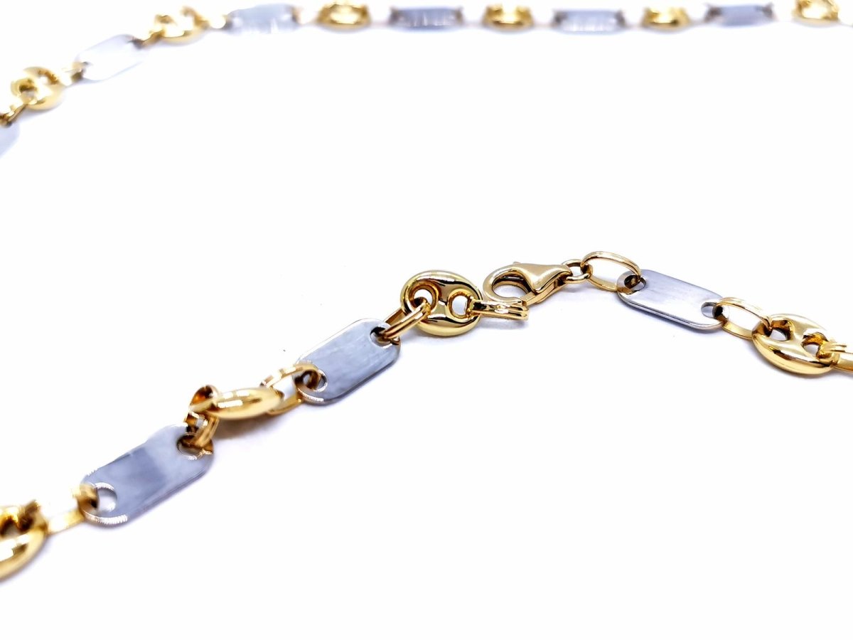 Collier Maille alternée grain de café en 2 ors - Castafiore