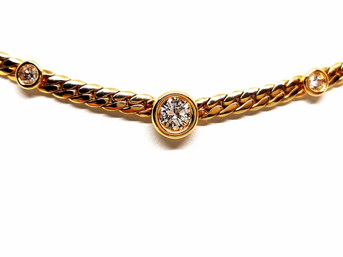 Collier Maille anglaise en or jaune et diamants - Castafiore
