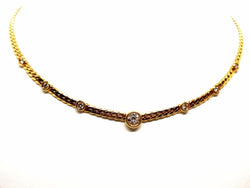 Collier Maille anglaise en or jaune et diamants - Castafiore