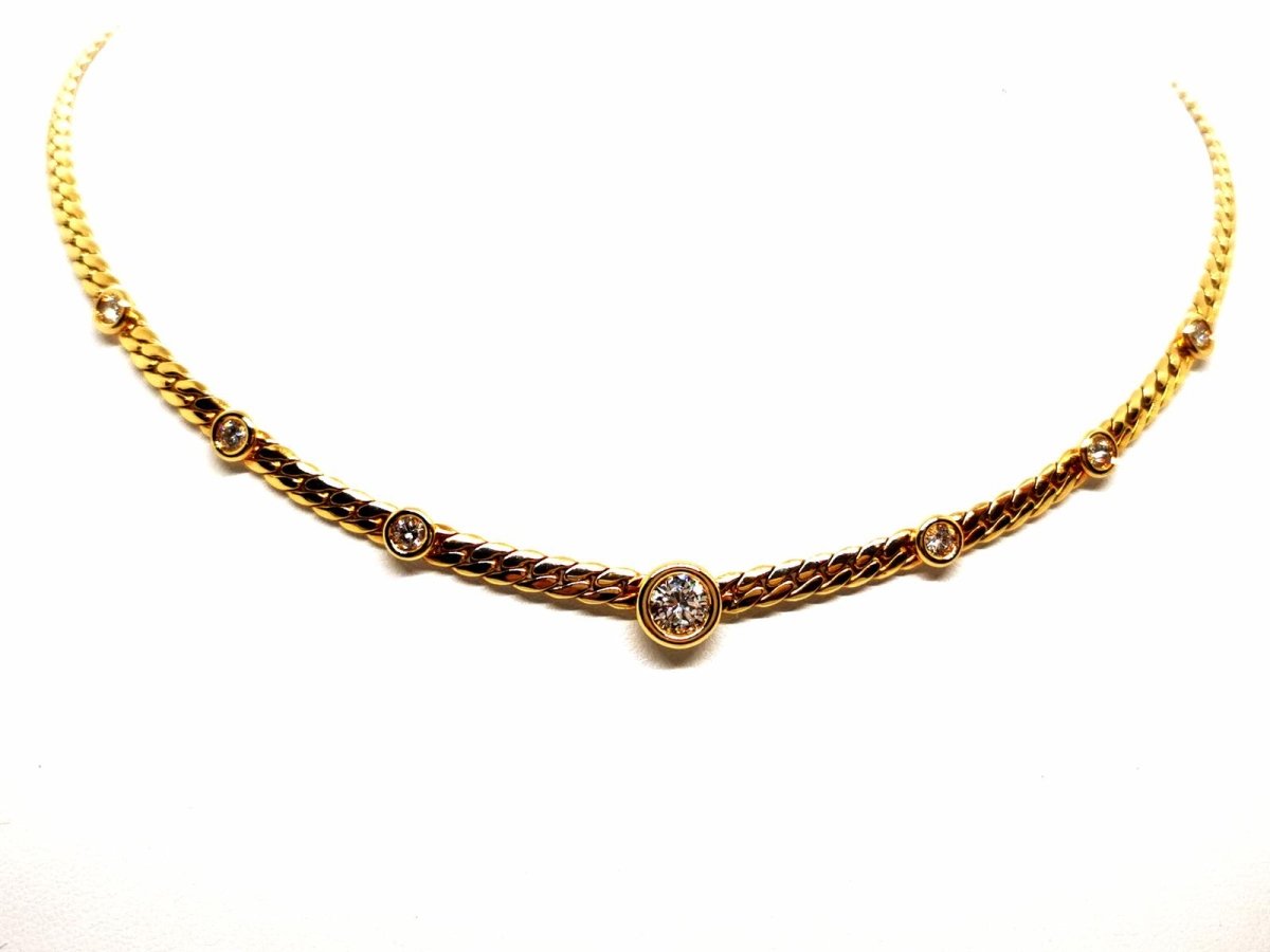 Collier Maille anglaise en or jaune et diamants - Castafiore