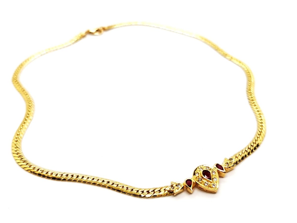 Collier Maille anglaise Or jaune Rubis - Castafiore