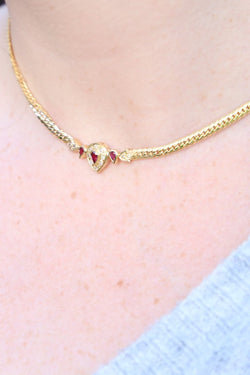 Collier Maille anglaise Or jaune Rubis - Castafiore