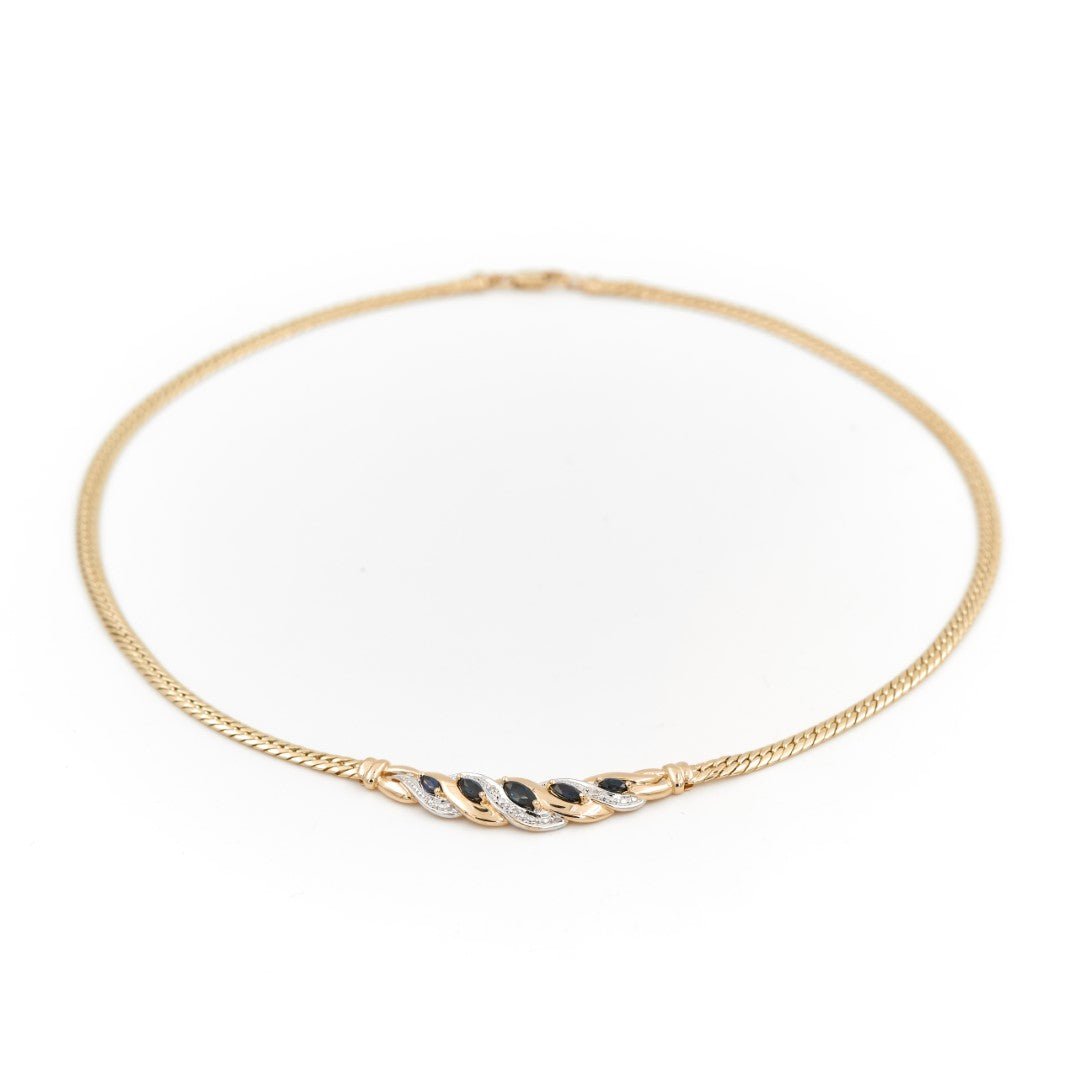 Collier Maille anglaise Or jaune Saphir - Castafiore