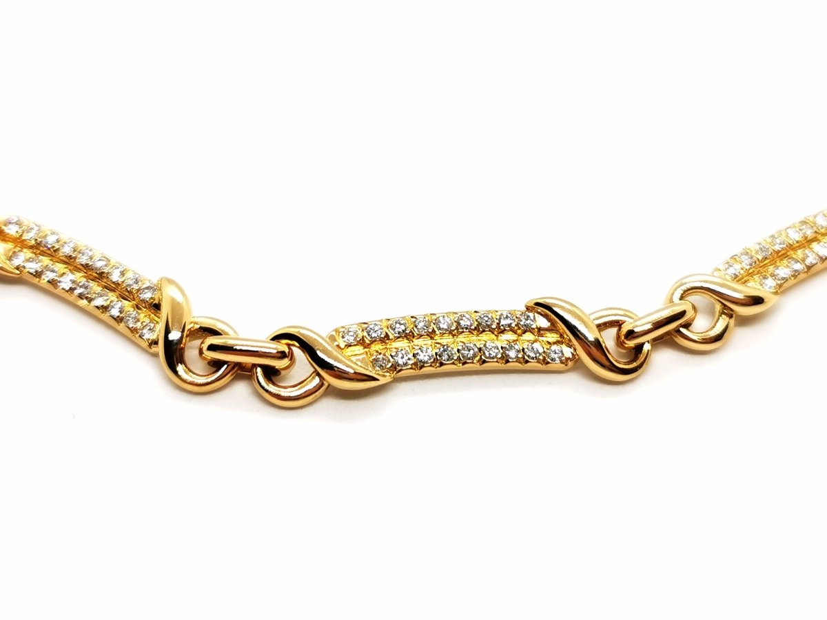 Collier Maille articulée en or jaune pavé diamants - Castafiore
