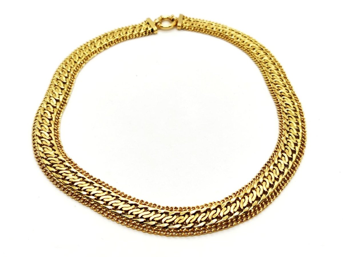 Collier Maille gourmette double en or jaune - Castafiore