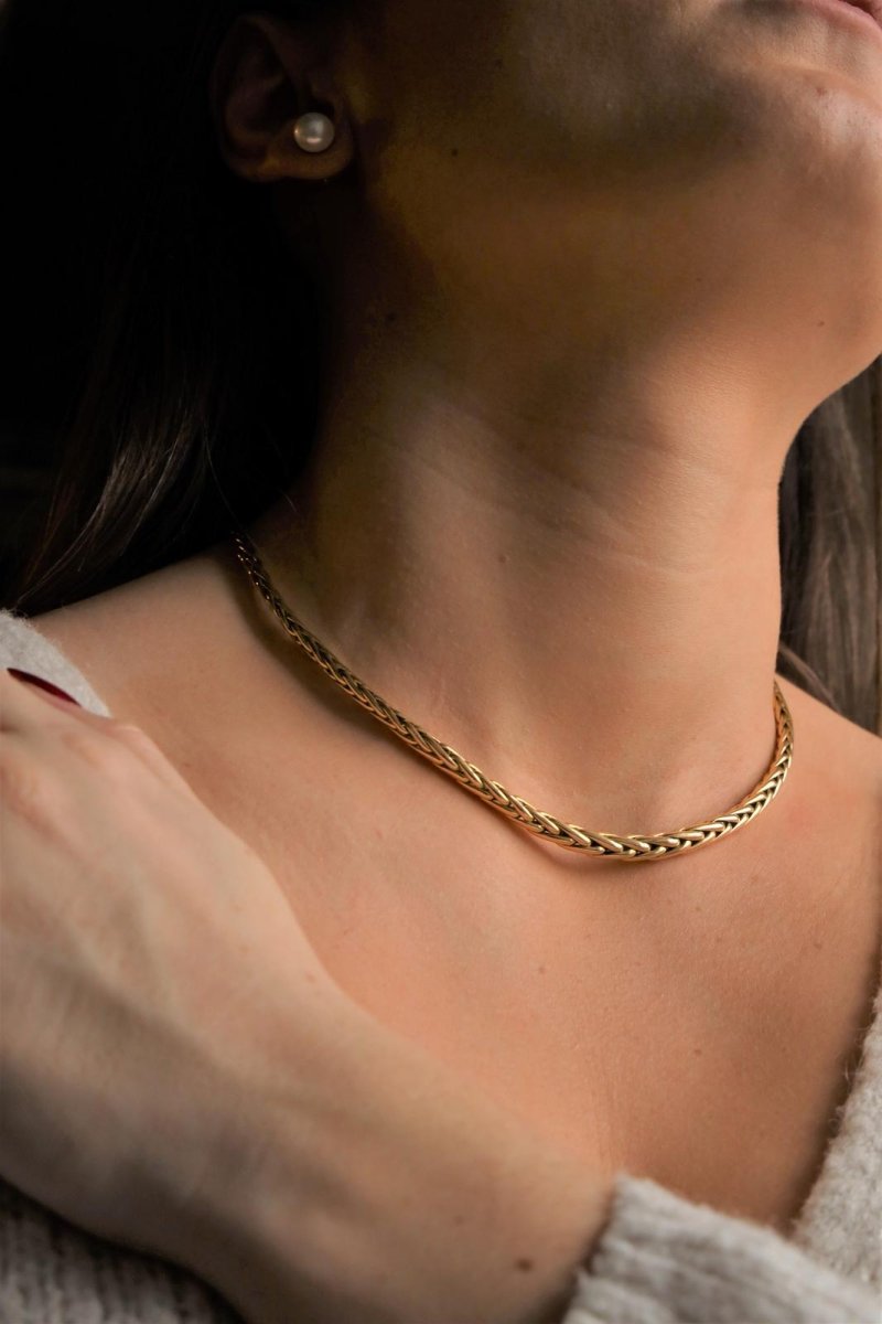 Collier Maille palmier CAPLAIN SAINT ANDRÉ, or jaune et saphir - Castafiore