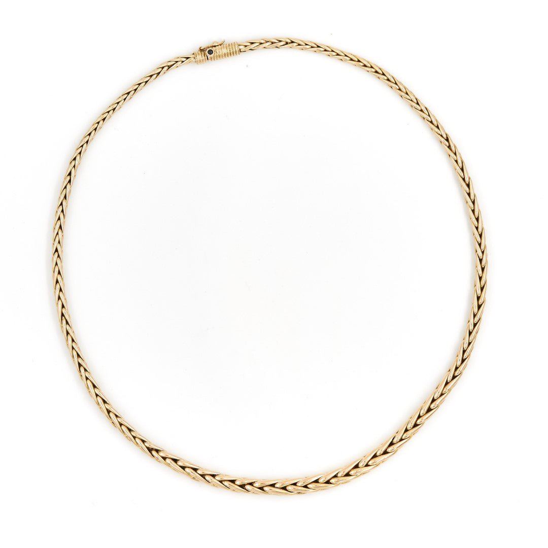 Collier Maille palmier CAPLAIN SAINT ANDRÉ, or jaune et saphir - Castafiore