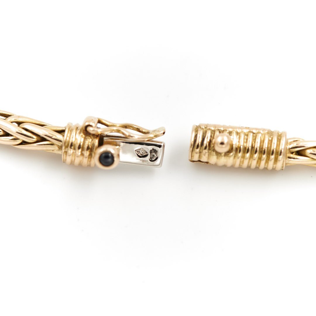 Collier Maille palmier CAPLAIN SAINT ANDRÉ, or jaune et saphir - Castafiore