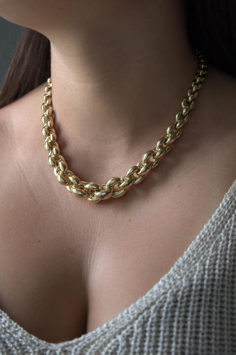 Collier Maille souple CAPLAIN SAINT-ANDRÉ en or jaune et saphir - Castafiore