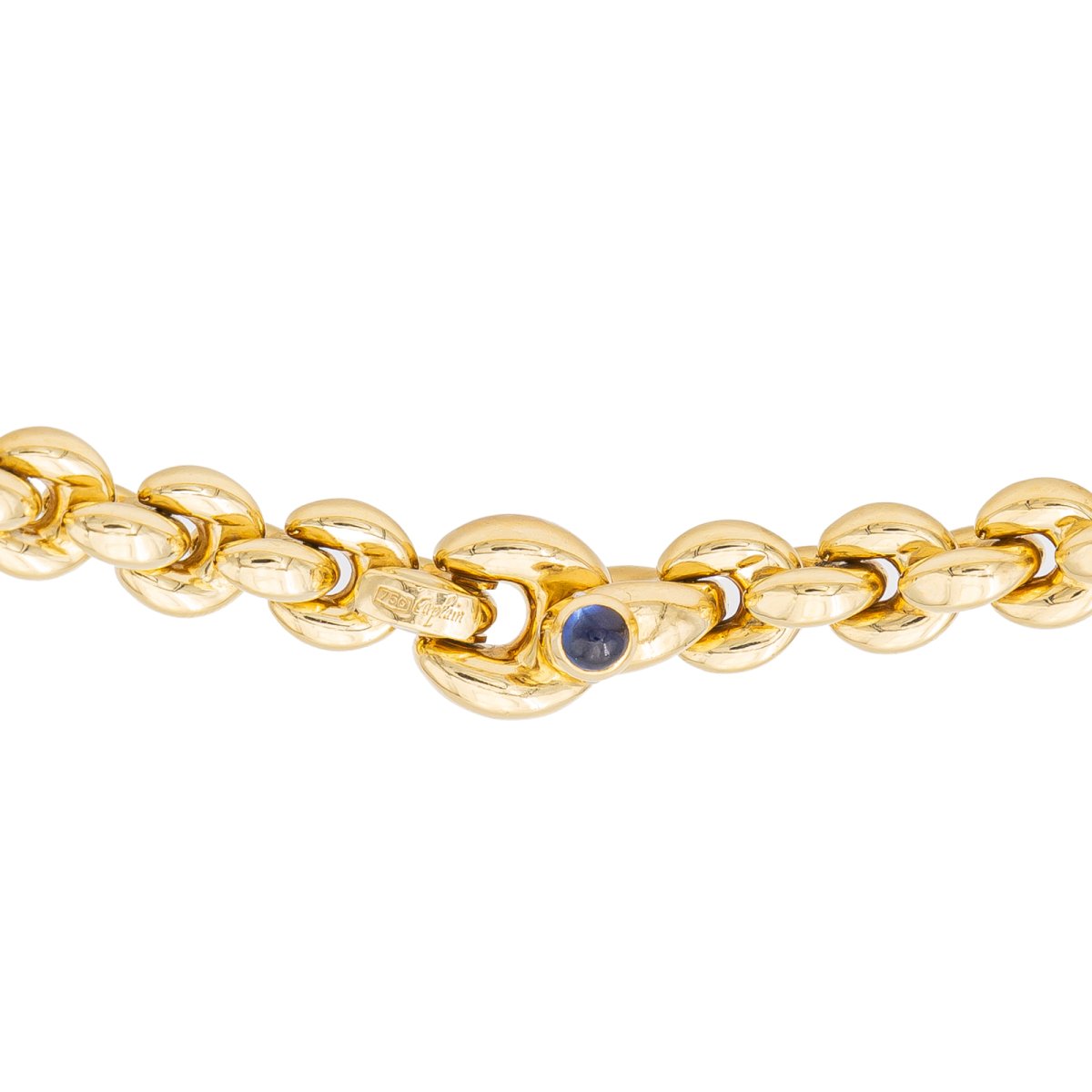 Collier Maille souple CAPLAIN SAINT-ANDRÉ en or jaune et saphir - Castafiore