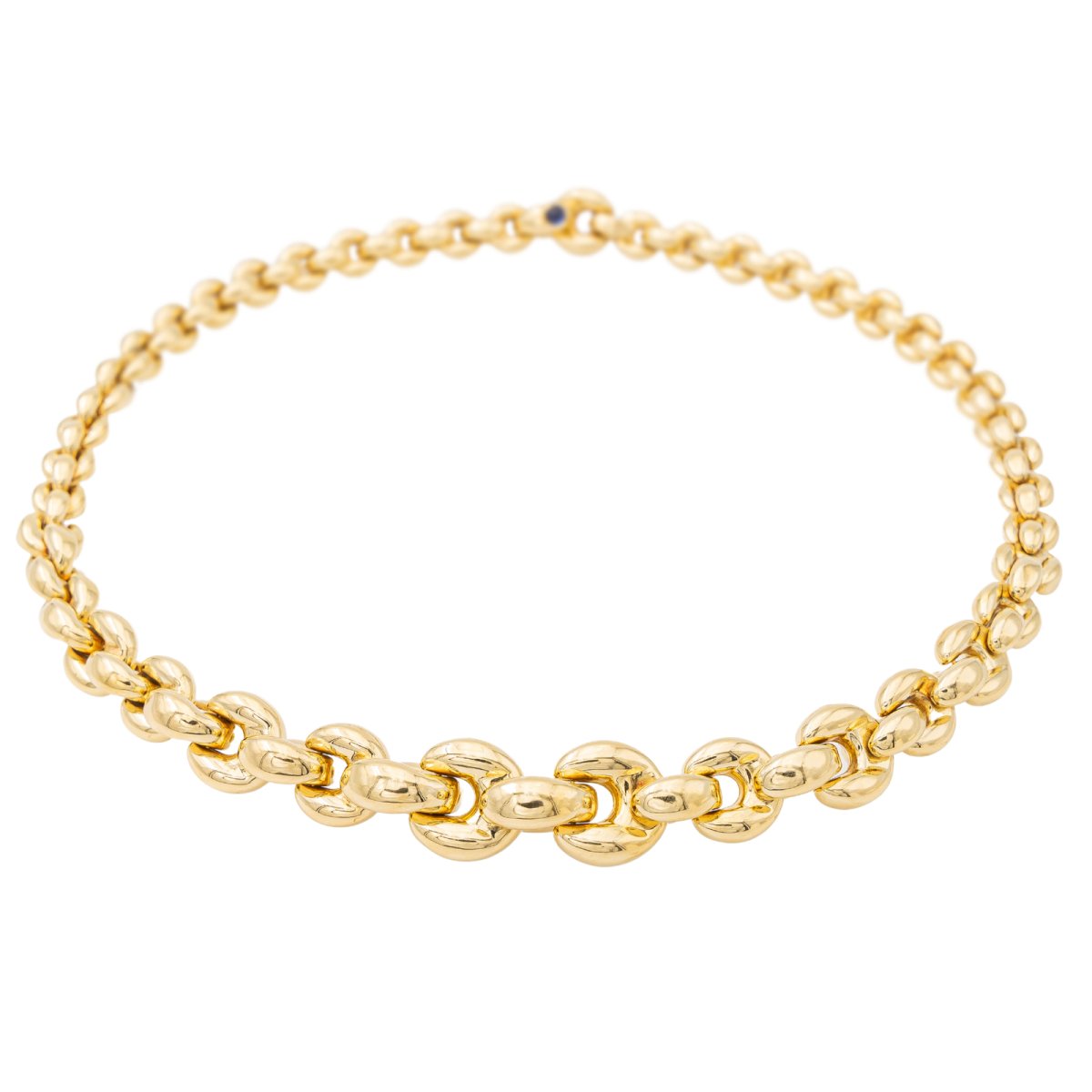 Collier Maille souple CAPLAIN SAINT-ANDRÉ en or jaune et saphir - Castafiore