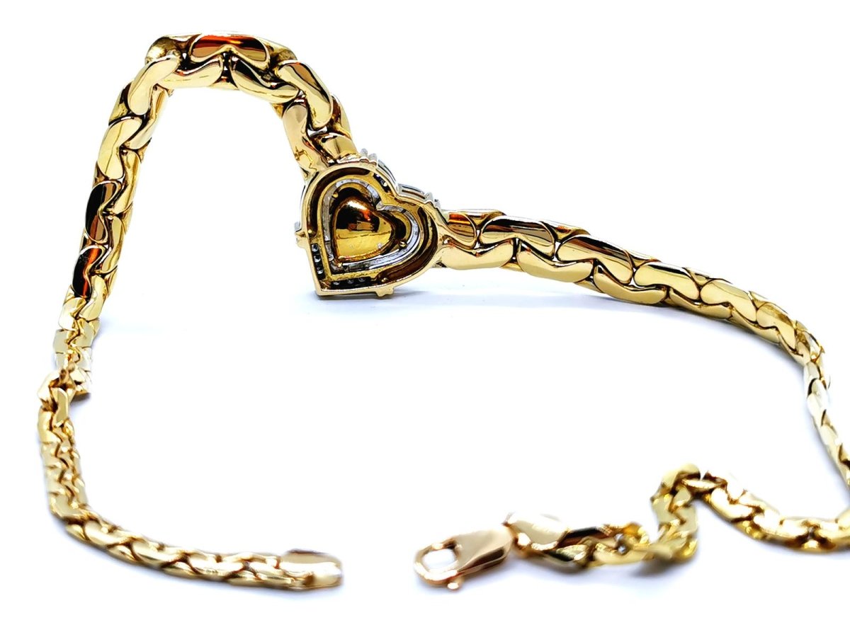 Collier massif coeur en 2 ors et émeraude - Castafiore