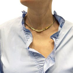 Collier MAUBOUSSIN, "Nadia", or jaune, nacre et diamant - Castafiore