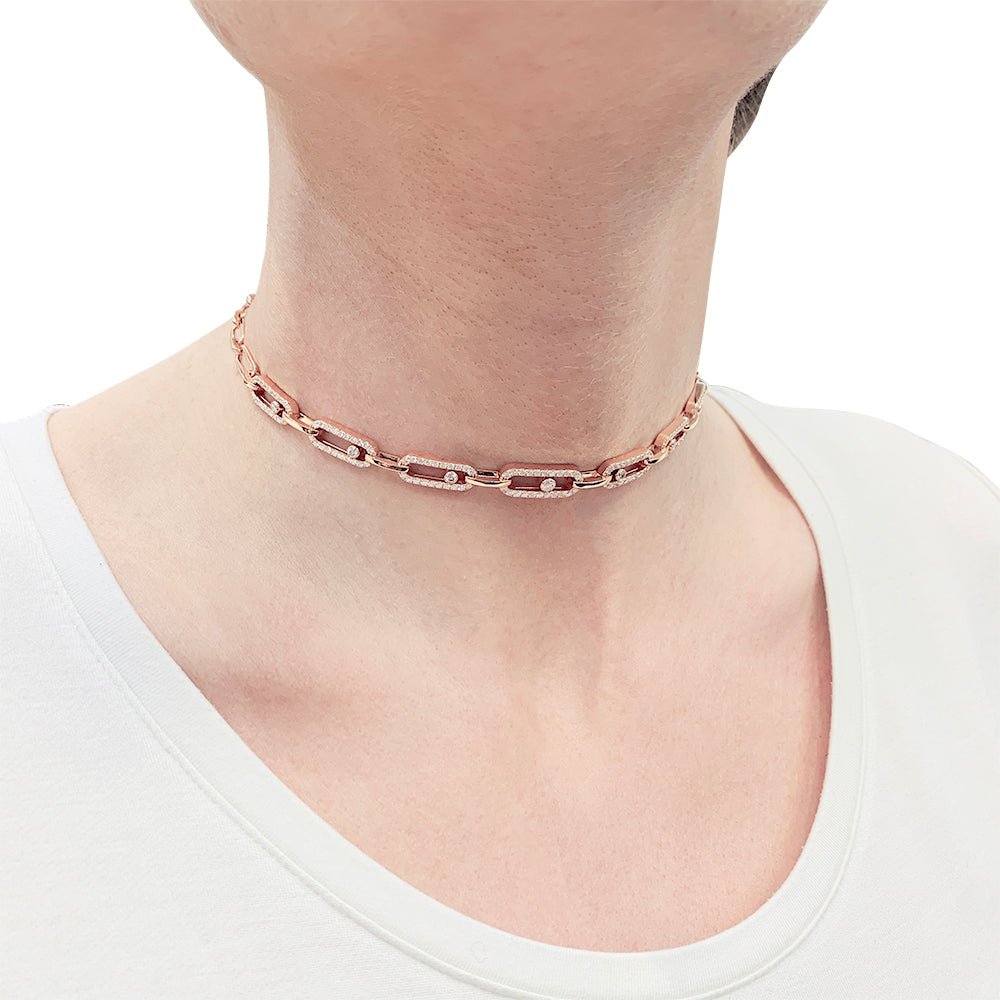 Collier MESSIKA “Choker Move Link Multi”, or rose et diamants - Castafiore
