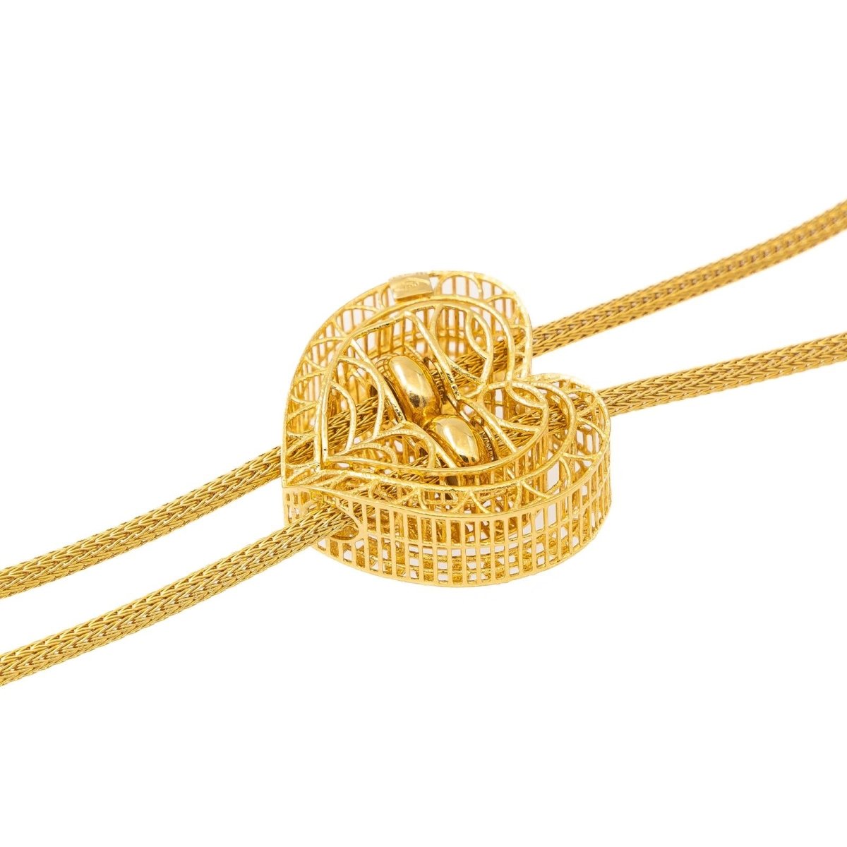 Collier Négligé cœur en ors jaune et blanc - Castafiore