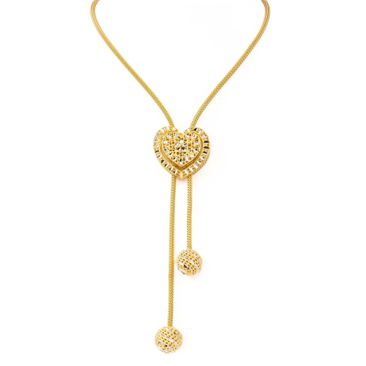 Collier Négligé cœur en ors jaune et blanc - Castafiore