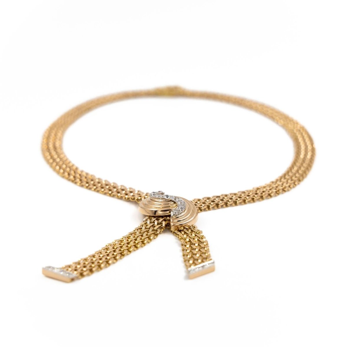 Collier Négligé en or jaune, platine et diamants - Castafiore