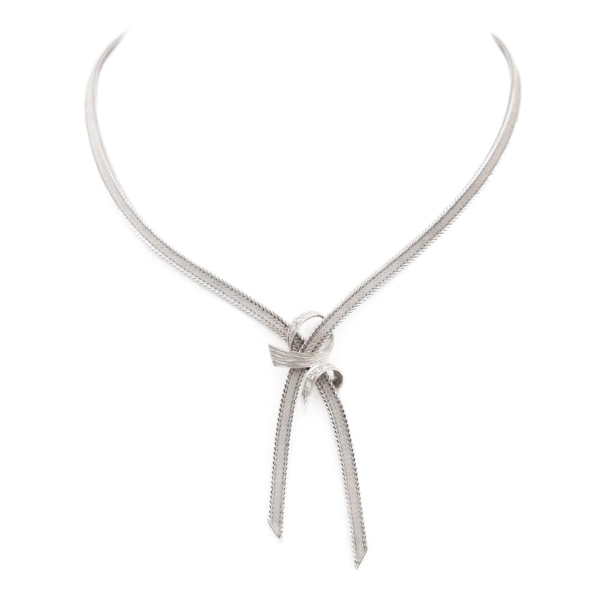 Collier Négligé ruban en or blanc - Castafiore