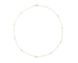 Collier or jaune intercalé de 9 diamants sur maille forçat en sertis clos. - Castafiore